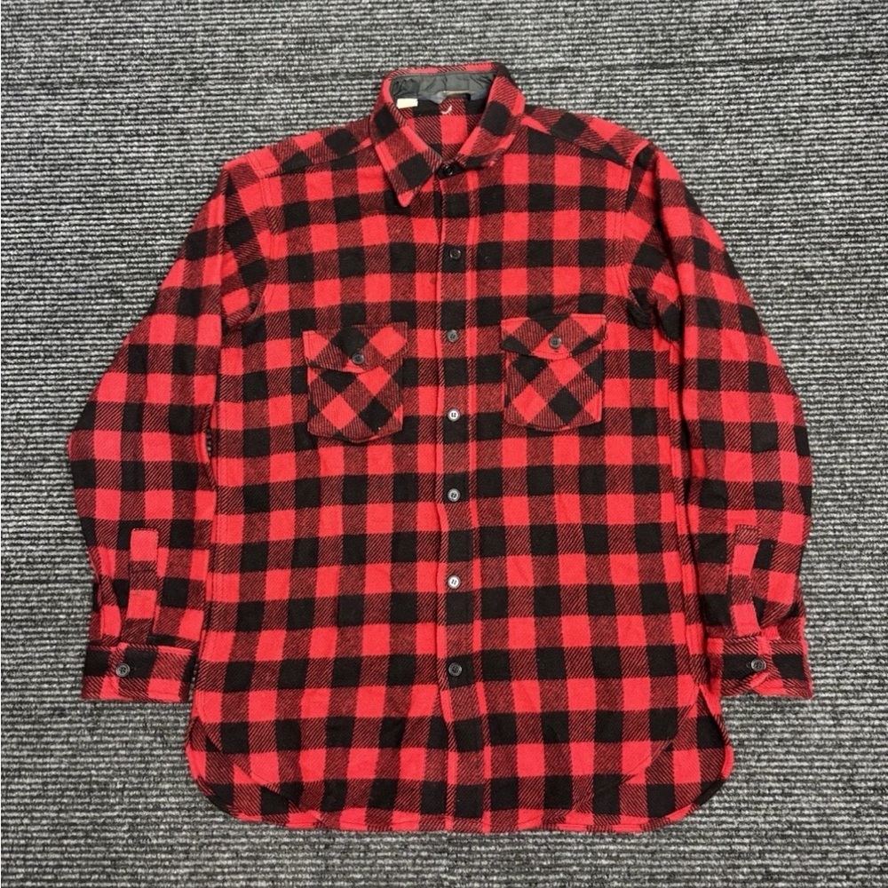 Vintage Woolrich Shirt Shacket Men Large Mackinaw 80s Flannel Wool Made In USA